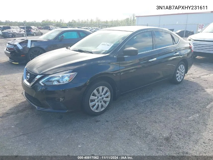 2017 Nissan Sentra S VIN: 3N1AB7APXHY231611 Lot: 40817062