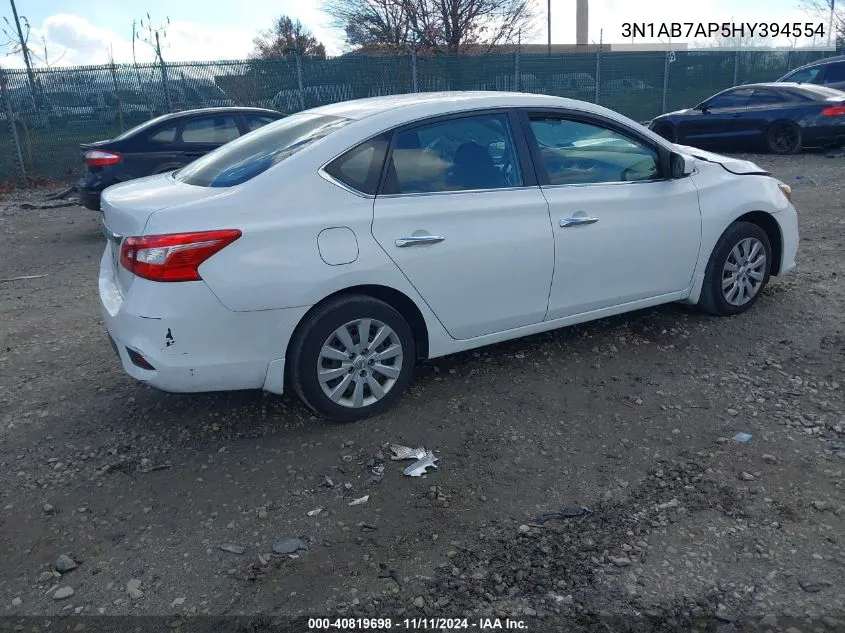 2017 Nissan Sentra S VIN: 3N1AB7AP5HY394554 Lot: 40819698