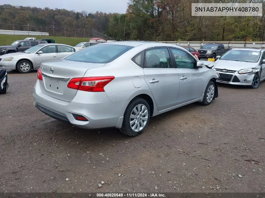 2017 Nissan Sentra S/Sv/Sr/Sl VIN: 3N1AB7AP9HY408780 Lot: 40820549