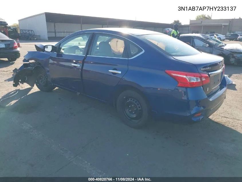 2017 Nissan Sentra S VIN: 3N1AB7AP7HY233137 Lot: 40820766