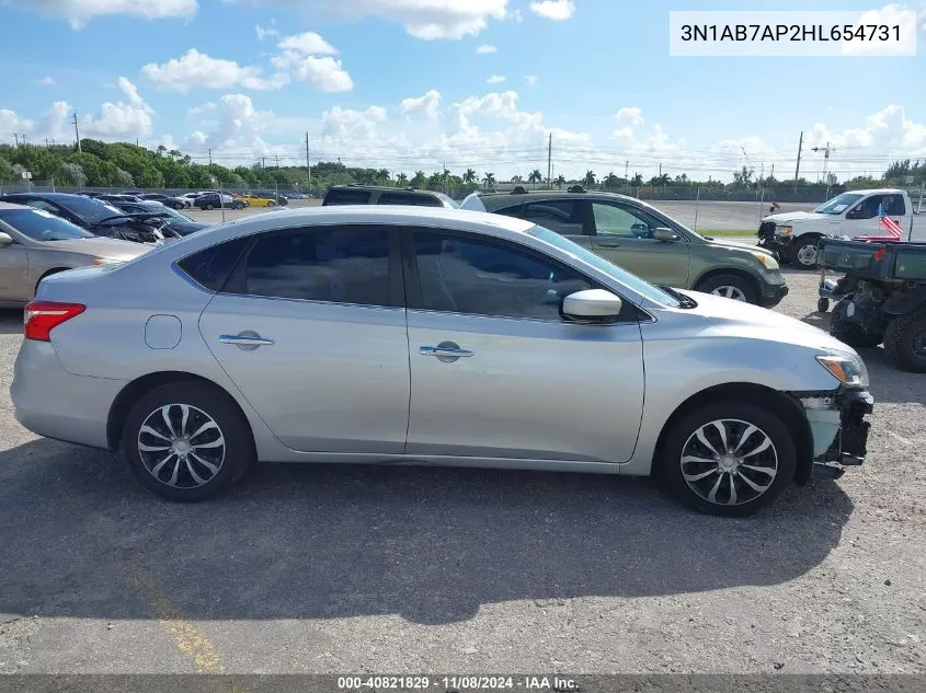 2017 Nissan Sentra Sv VIN: 3N1AB7AP2HL654731 Lot: 40821829