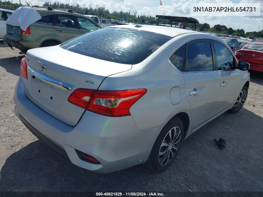 2017 Nissan Sentra Sv VIN: 3N1AB7AP2HL654731 Lot: 40821829