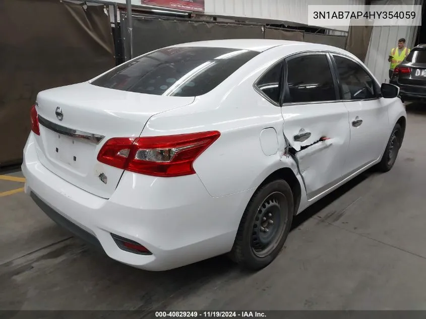 2017 Nissan Sentra S VIN: 3N1AB7AP4HY354059 Lot: 40829249