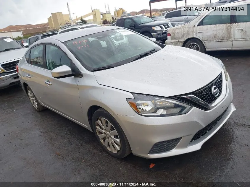 2017 Nissan Sentra Sv VIN: 3N1AB7AP9HY314494 Lot: 40838429