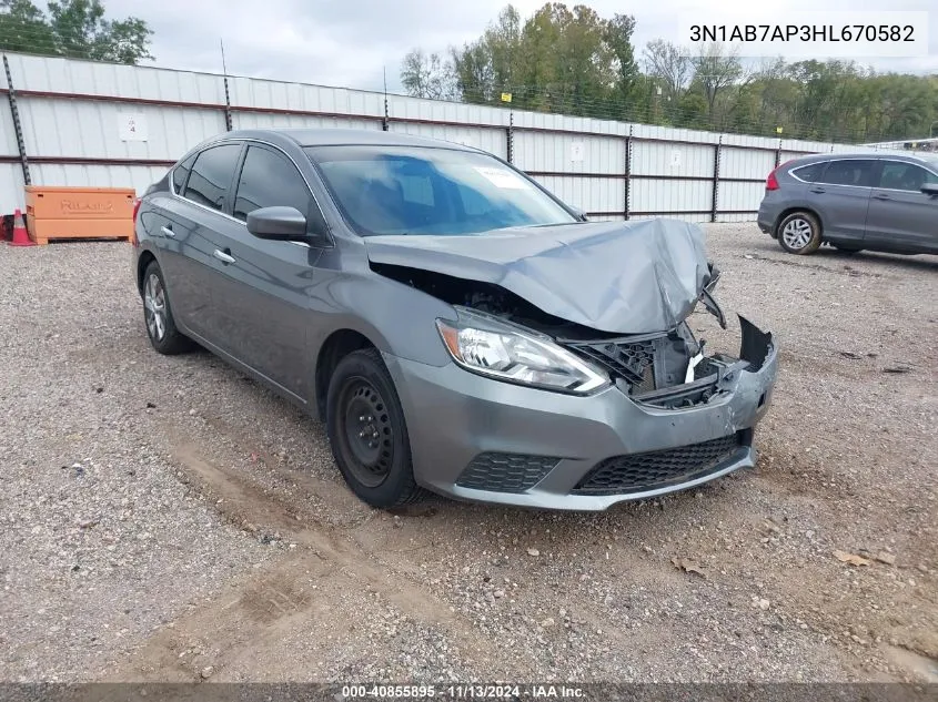 2017 Nissan Sentra Sv VIN: 3N1AB7AP3HL670582 Lot: 40855895