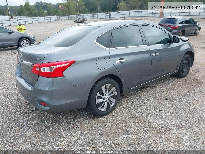 2017 Nissan Sentra Sv VIN: 3N1AB7AP3HL670582 Lot: 40855895