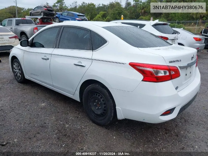 2017 Nissan Sentra Sv VIN: 3N1AB7AP4HY380676 Lot: 40919237