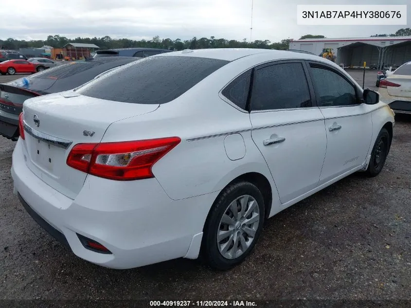 2017 Nissan Sentra Sv VIN: 3N1AB7AP4HY380676 Lot: 40919237