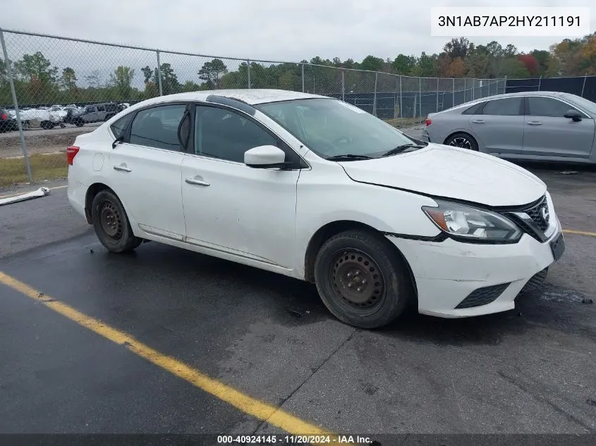 2017 Nissan Sentra S VIN: 3N1AB7AP2HY211191 Lot: 40924145