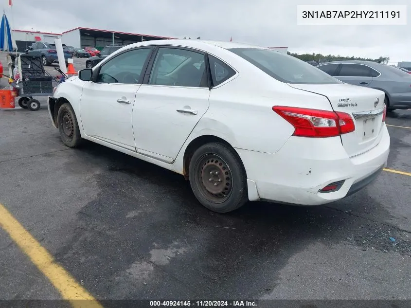 2017 Nissan Sentra S VIN: 3N1AB7AP2HY211191 Lot: 40924145