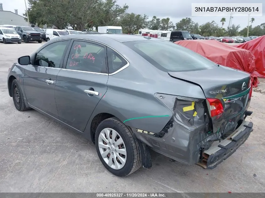 2017 Nissan Sentra Sv VIN: 3N1AB7AP8HY280614 Lot: 40925327