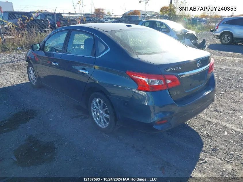 2018 Nissan Sentra VIN: 3N1AB7AP7JY240353 Lot: 12137593