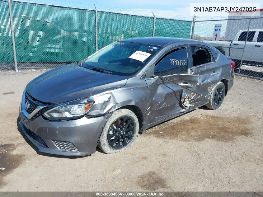 2018 Nissan Sentra S VIN: 3N1AB7AP3JY247025 Lot: 38904554