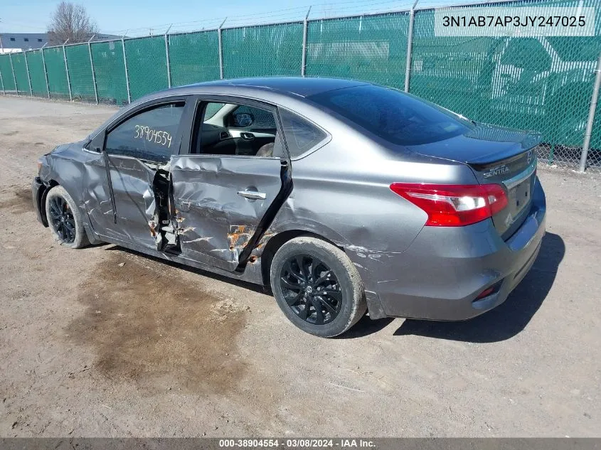 2018 Nissan Sentra S VIN: 3N1AB7AP3JY247025 Lot: 38904554