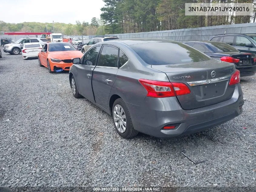 2018 Nissan Sentra S VIN: 3N1AB7AP1JY249016 Lot: 39337293