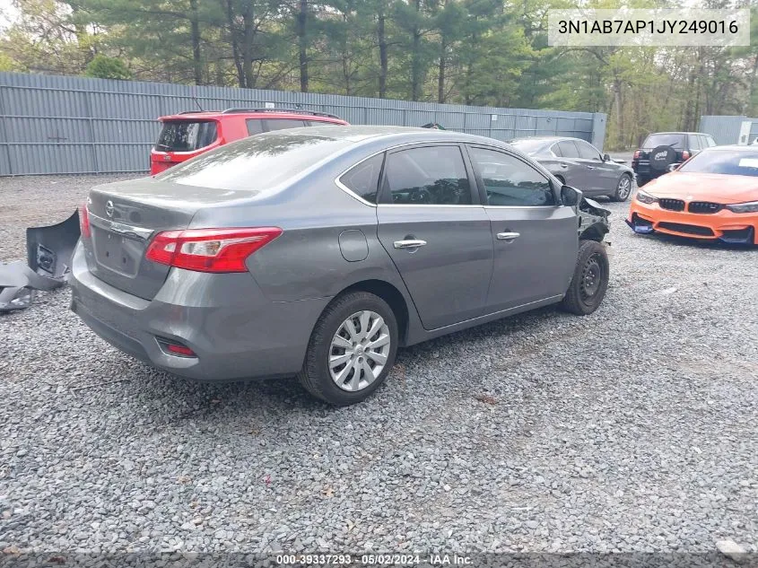 2018 Nissan Sentra S VIN: 3N1AB7AP1JY249016 Lot: 39337293