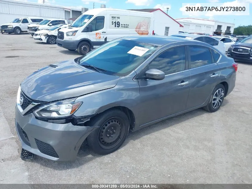 2018 Nissan Sentra S VIN: 3N1AB7AP6JY273800 Lot: 39341289