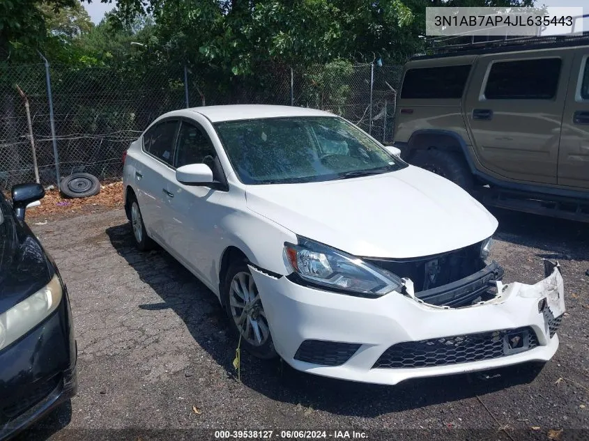 2018 Nissan Sentra Sv VIN: 3N1AB7AP4JL635443 Lot: 39538127