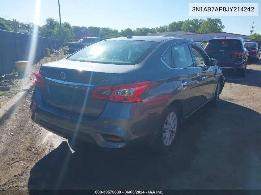 2018 Nissan Sentra Sv VIN: 3N1AB7AP0JY214242 Lot: 39575689