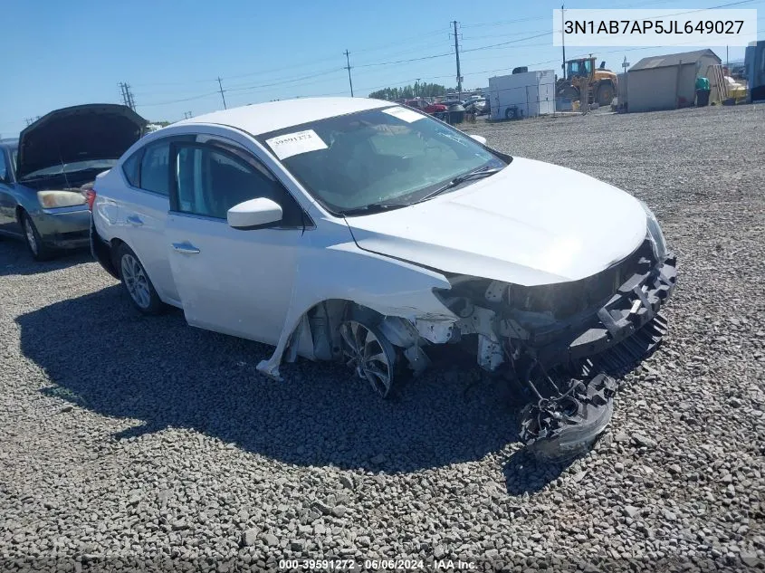 2018 Nissan Sentra Sv VIN: 3N1AB7AP5JL649027 Lot: 39591272