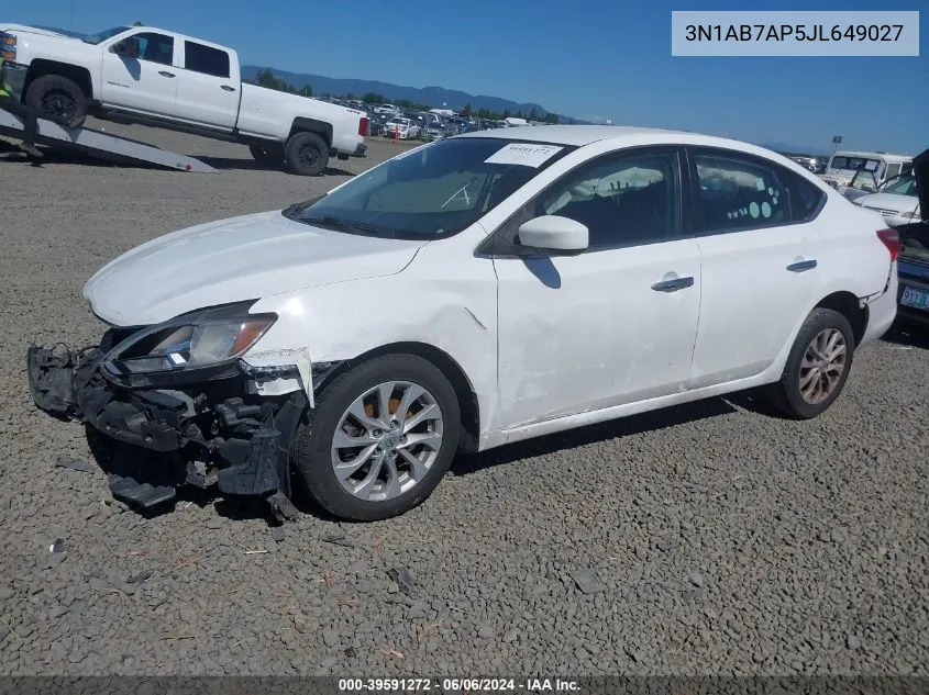 2018 Nissan Sentra Sv VIN: 3N1AB7AP5JL649027 Lot: 39591272