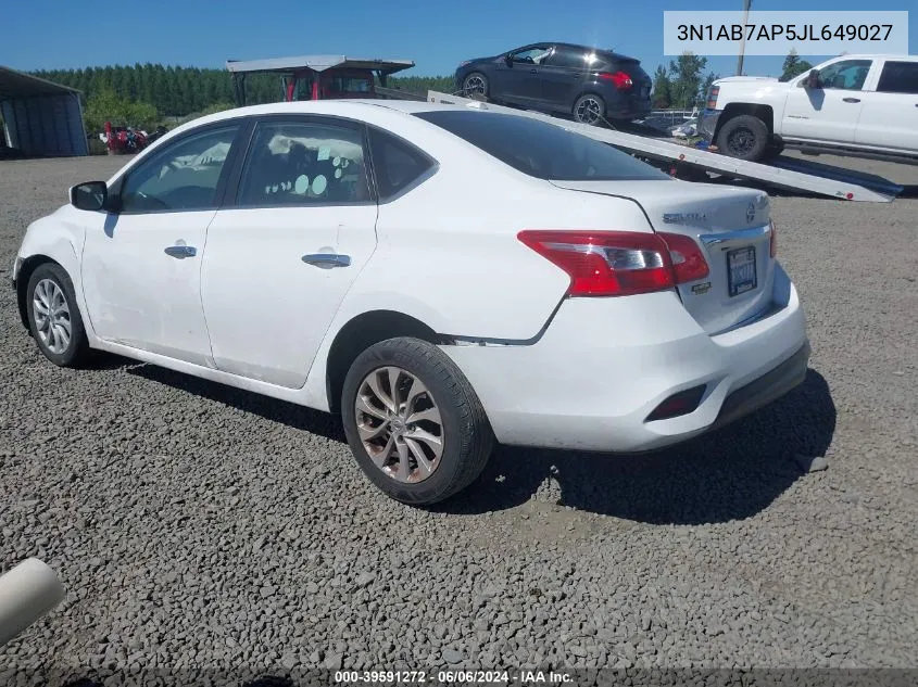 2018 Nissan Sentra Sv VIN: 3N1AB7AP5JL649027 Lot: 39591272