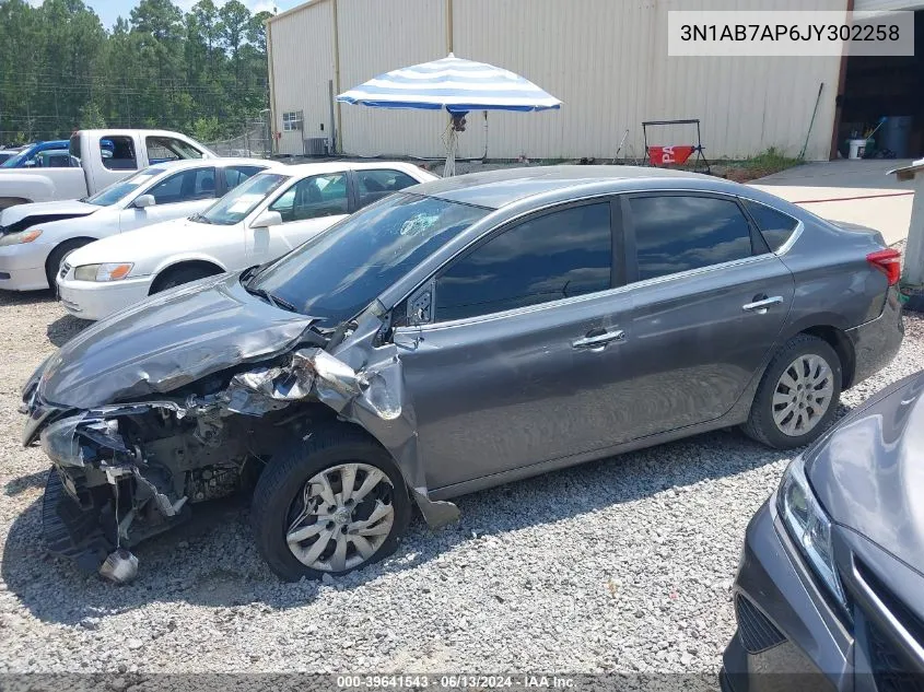 2018 Nissan Sentra S VIN: 3N1AB7AP6JY302258 Lot: 39641543