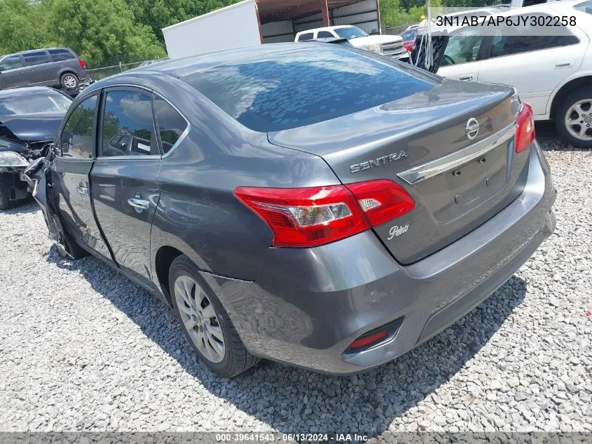 2018 Nissan Sentra S VIN: 3N1AB7AP6JY302258 Lot: 39641543