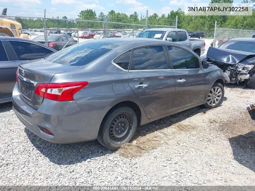 2018 Nissan Sentra S VIN: 3N1AB7AP6JY302258 Lot: 39641543