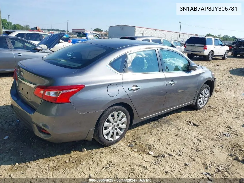 2018 Nissan Sentra S VIN: 3N1AB7AP8JY306781 Lot: 39654625