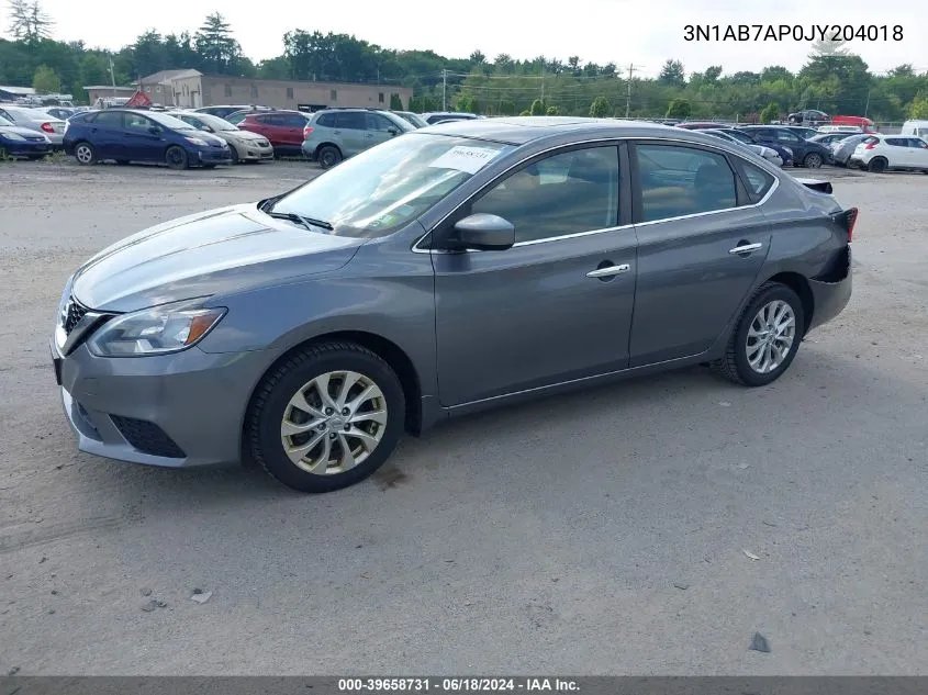 2018 Nissan Sentra Sv VIN: 3N1AB7AP0JY204018 Lot: 39658731