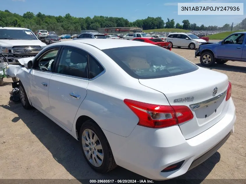 2018 Nissan Sentra S VIN: 3N1AB7AP0JY247936 Lot: 39680517