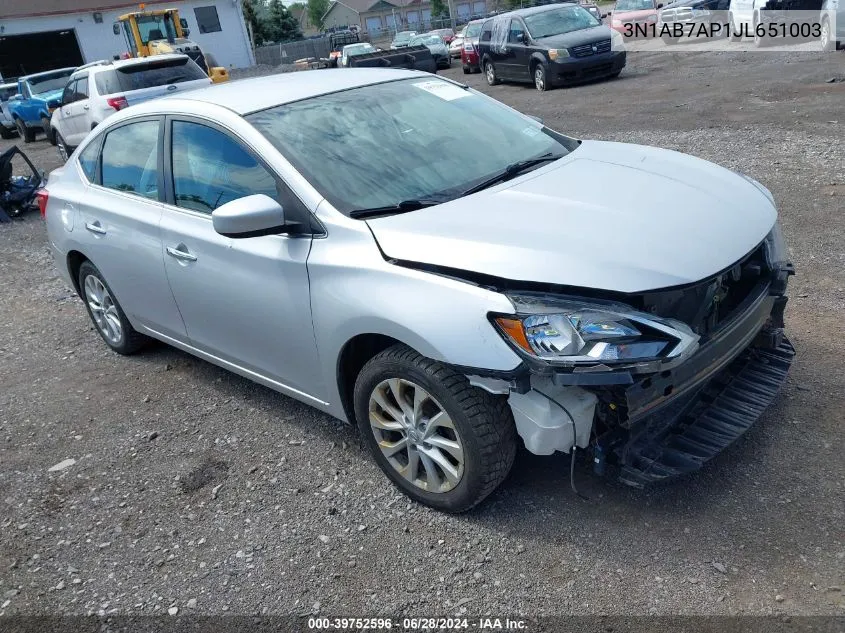 2018 Nissan Sentra Sv VIN: 3N1AB7AP1JL651003 Lot: 39752596