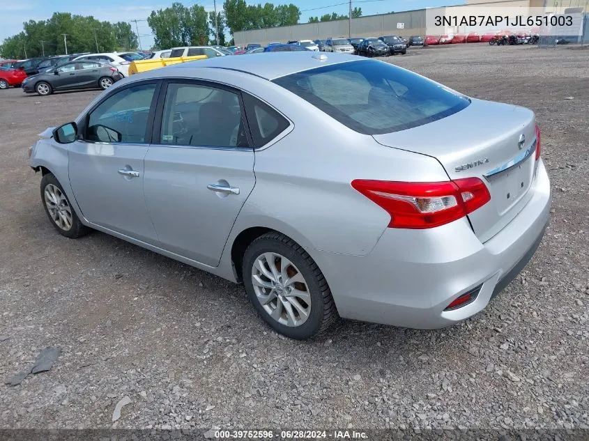 2018 Nissan Sentra Sv VIN: 3N1AB7AP1JL651003 Lot: 39752596