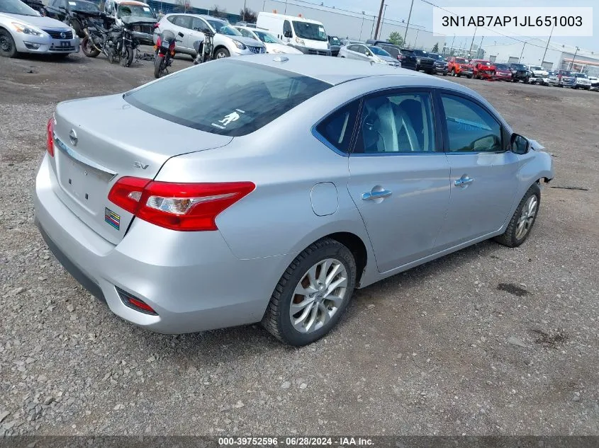 3N1AB7AP1JL651003 2018 Nissan Sentra Sv