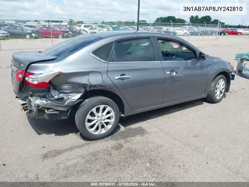 2018 Nissan Sentra Sv VIN: 3N1AB7AP8JY242810 Lot: 39790031