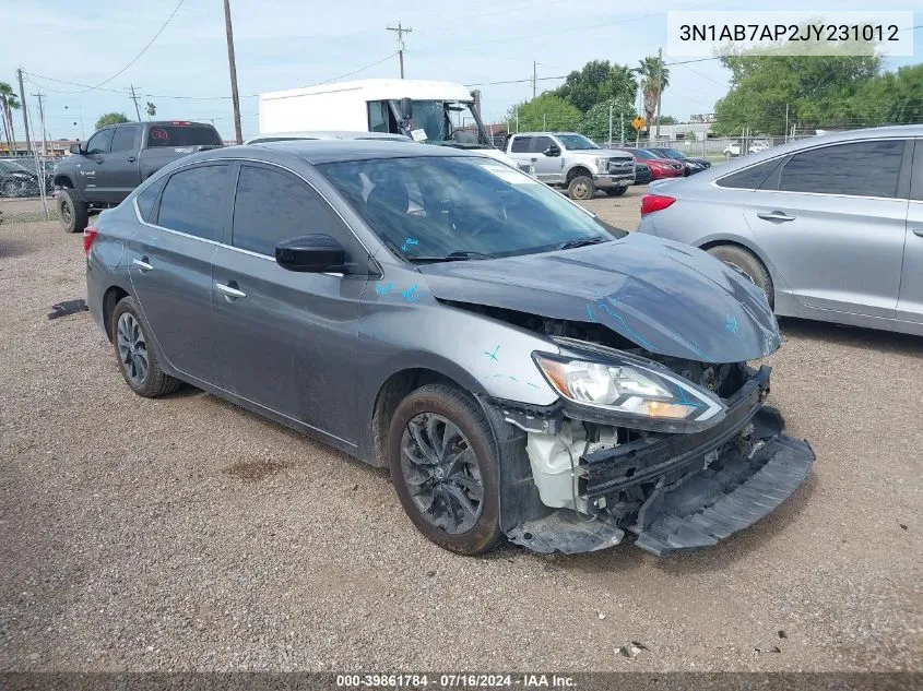 2018 Nissan Sentra S VIN: 3N1AB7AP2JY231012 Lot: 39861784