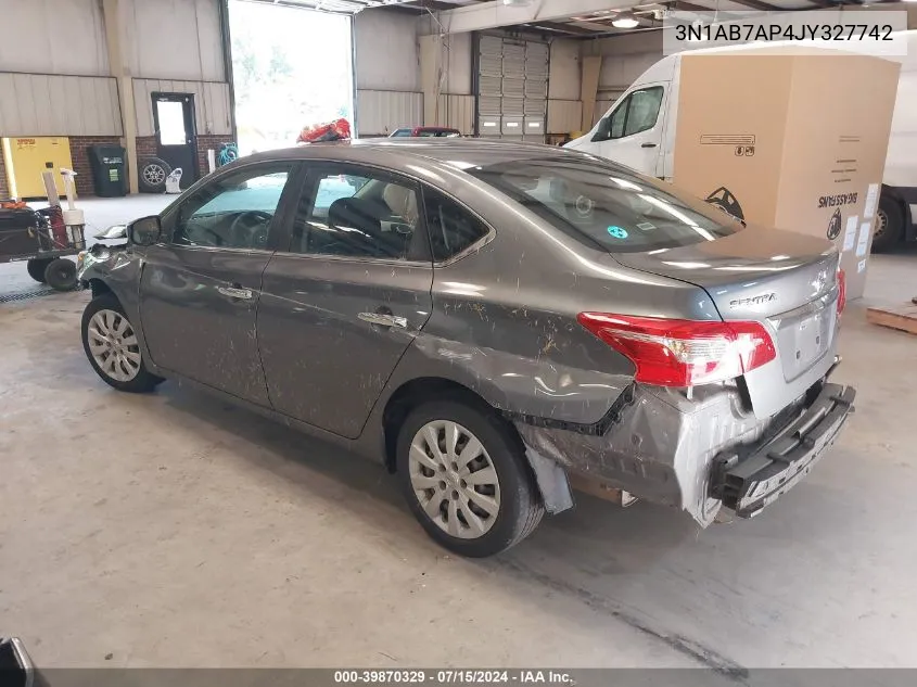 2018 Nissan Sentra S VIN: 3N1AB7AP4JY327742 Lot: 39870329