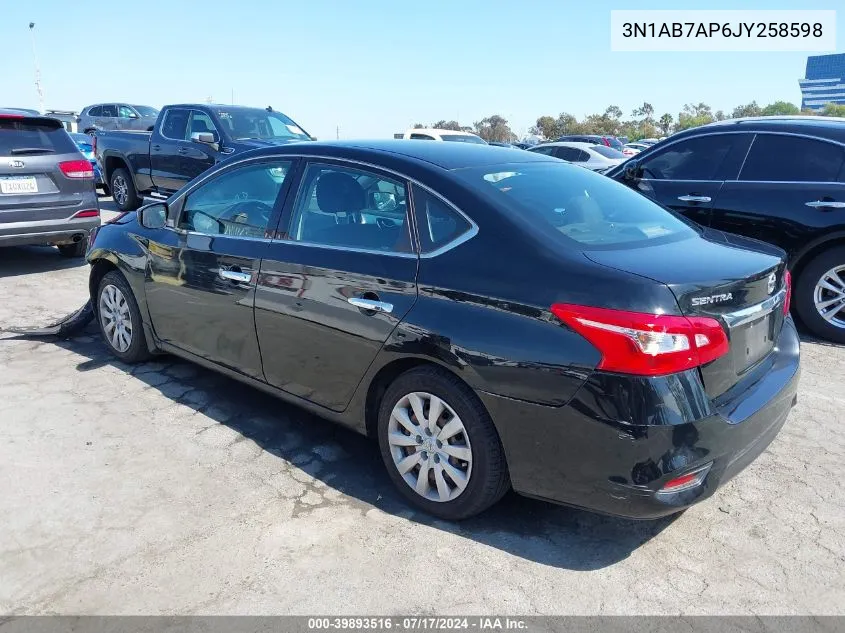 2018 Nissan Sentra S VIN: 3N1AB7AP6JY258598 Lot: 39893516