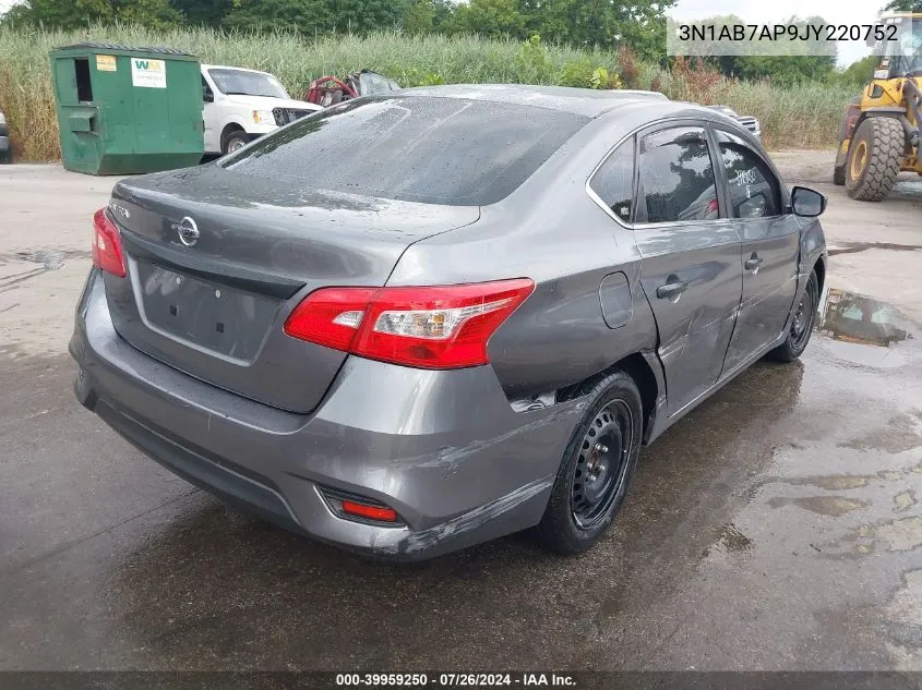 2018 Nissan Sentra S VIN: 3N1AB7AP9JY220752 Lot: 39959250