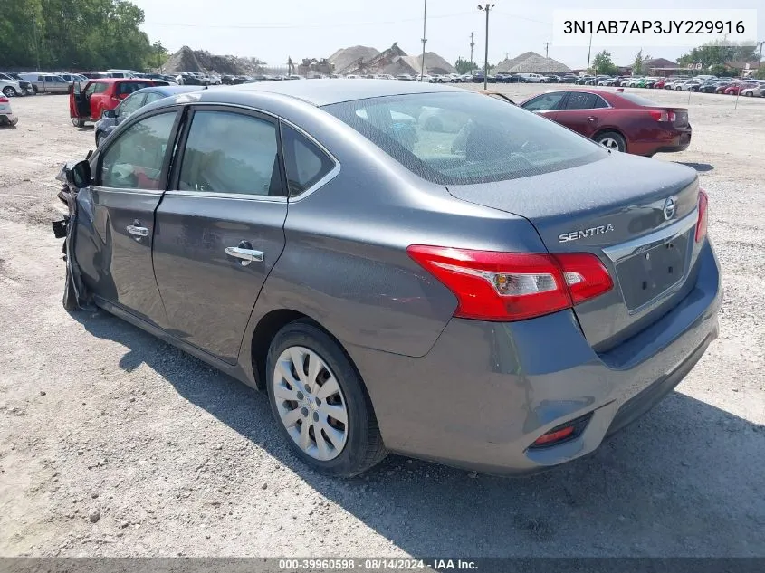 2018 Nissan Sentra S VIN: 3N1AB7AP3JY229916 Lot: 39960598