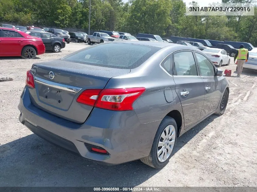 2018 Nissan Sentra S VIN: 3N1AB7AP3JY229916 Lot: 39960598