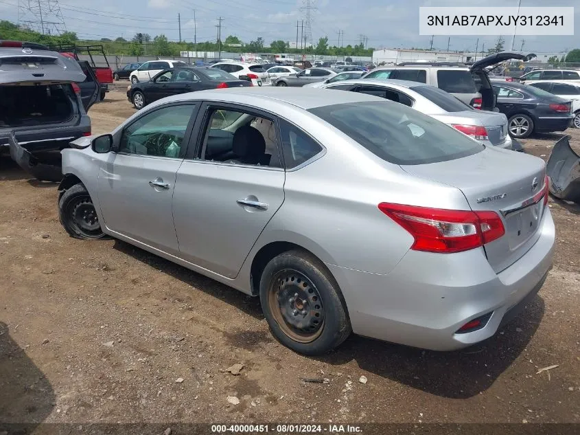 2018 Nissan Sentra S VIN: 3N1AB7APXJY312341 Lot: 40000451