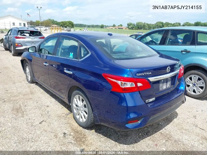 2018 Nissan Sentra Sv VIN: 3N1AB7AP5JY214155 Lot: 40014636