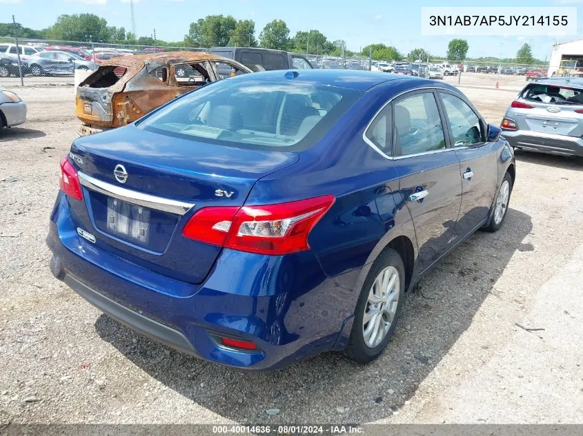 2018 Nissan Sentra Sv VIN: 3N1AB7AP5JY214155 Lot: 40014636