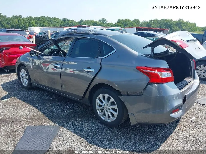 2018 Nissan Sentra Sv VIN: 3N1AB7AP8JY313942 Lot: 40028979