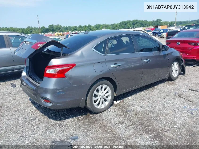 2018 Nissan Sentra Sv VIN: 3N1AB7AP8JY313942 Lot: 40028979