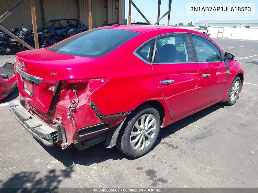 2018 Nissan Sentra Sv VIN: 3N1AB7AP1JL618583 Lot: 40035507