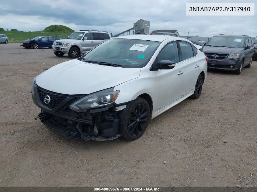 2018 Nissan Sentra Sr VIN: 3N1AB7AP2JY317940 Lot: 40059676