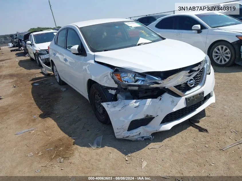 2018 Nissan Sentra S VIN: 3N1AB7AP3JY340319 Lot: 40063603